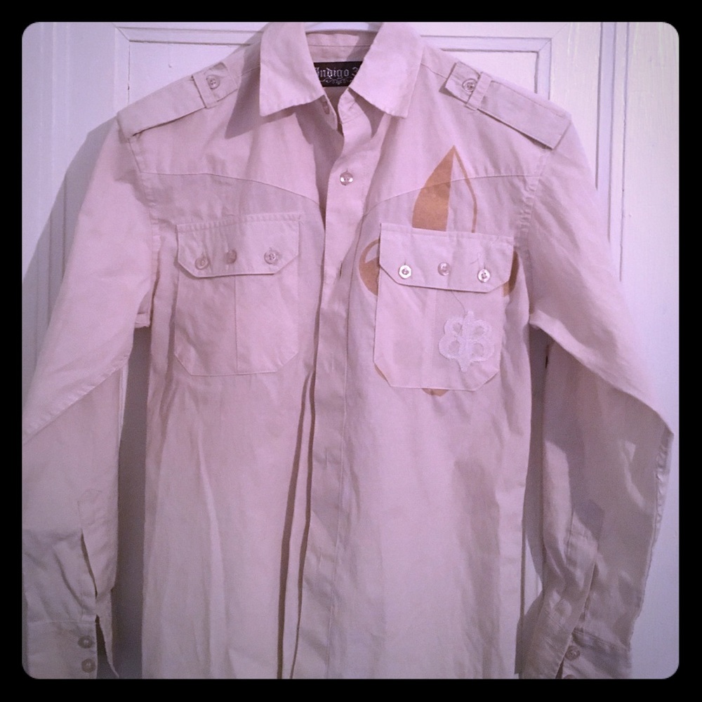 Boys size 8 button down long-sleeved shirt